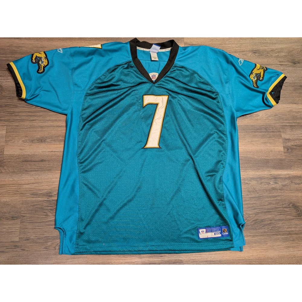 Jacksonville Jaguars Stitched Jersey  NFL Reebok Leftwich 7 Teal Blue Size 60‎